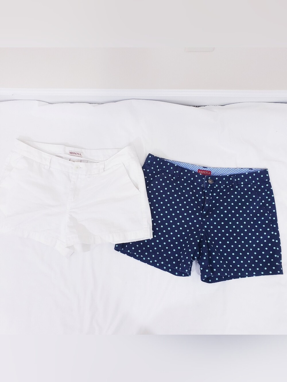 Merona Size 10 Chino Short Bundle Navy Blue Dot White 2 Pairs